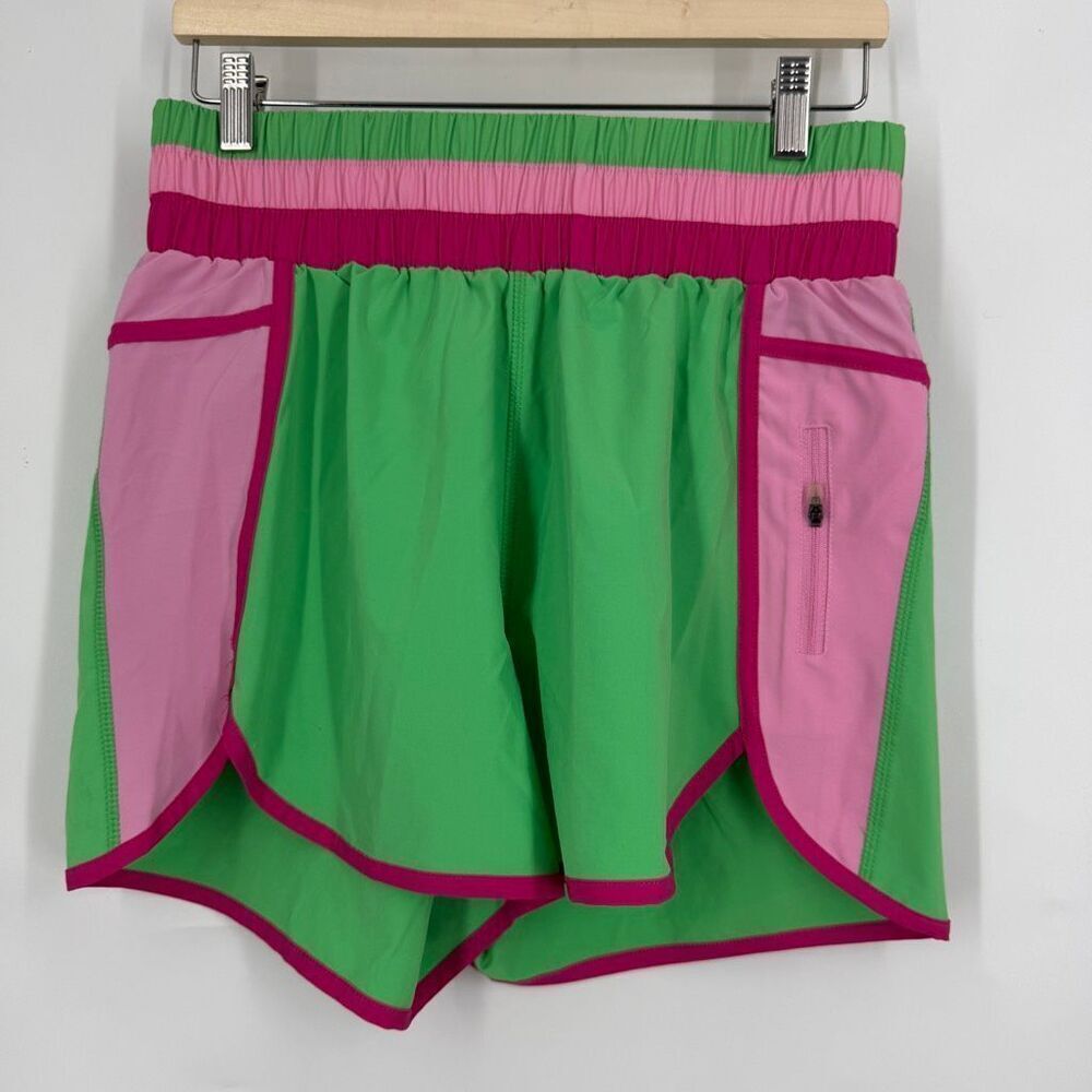 Beach Riot Island Green Cliff Colorblock Activewear Athletic Shorts Size Large